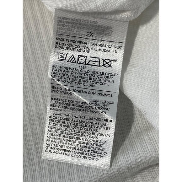 Old Navy Top Plus Size 2X Ribbed Off The Shoulder White Cotton Blend Minimalist - Picture 6 of 8